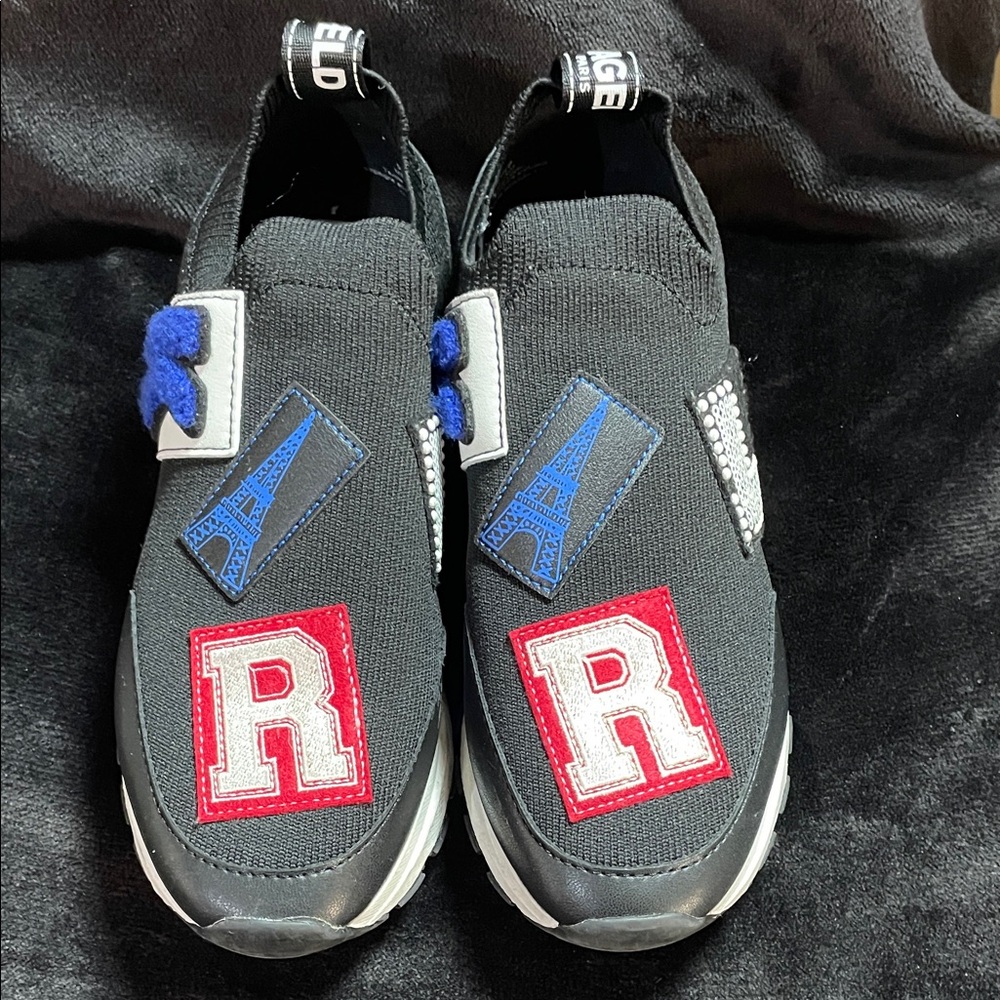 Karl Lagerfeld Black Sneakers with Red and Blue Accents